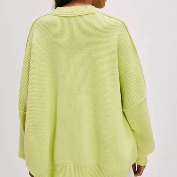 Free People Easy Street Tunic Sweater Ribbed Oversized Golden Mist Sun Yellow - Picture 2 of 5